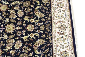 Dark Navy Floral 6X9 Indo-Nain Oriental Rug