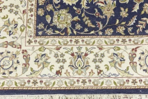 Dark Navy Floral 6X9 Indo-Nain Oriental Rug