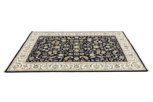 Dark Navy Floral 6X9 Indo-Nain Oriental Rug
