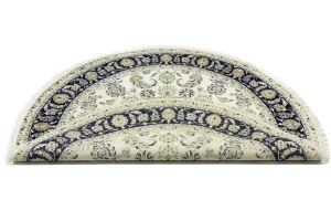 Cream Floral 6X6 Indo-Nain Oriental Round Rug