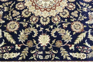 Blue Floral 9X12 Indo-Nain Oriental Rug