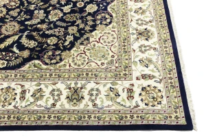 Blue Floral 9X12 Indo-Nain Oriental Rug