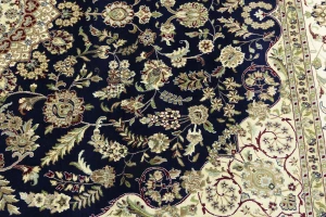 Blue Floral 9X12 Indo-Nain Oriental Rug