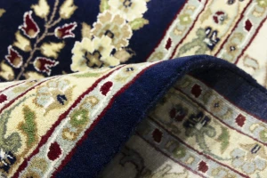 Blue Floral 9X12 Indo-Nain Oriental Rug