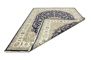 Blue Floral 9X12 Indo-Nain Oriental Rug