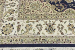 Blue Floral 9X12 Indo-Nain Oriental Rug