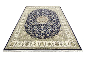 Blue Floral 9X12 Indo-Nain Oriental Rug