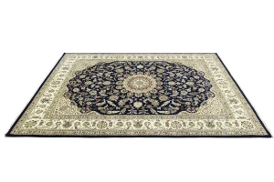 Blue Floral 9X12 Indo-Nain Oriental Rug