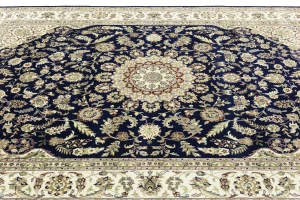 Blue Floral 9X12 Indo-Nain Oriental Rug
