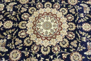 Blue Floral 9X12 Indo-Nain Oriental Rug