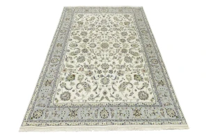 Cream Floral 6'5X10 Indo-Nain Oriental Rug