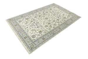 Cream Floral 6'5X10 Indo-Nain Oriental Rug