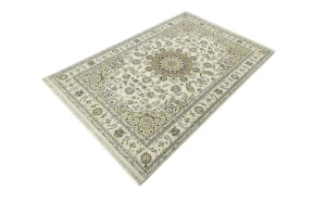 Cream Floral 6'7X10 Indo-Nain Oriental Rug