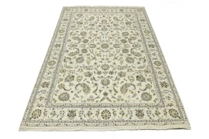 Cream Floral 6'7X10 Indo-Nain Oriental Rug