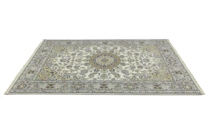 Cream Floral 6X9 Indo-Nain Oriental Rug