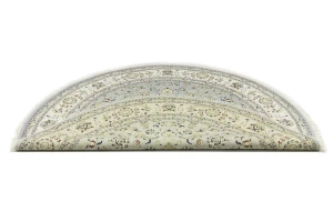 Light Blue-gray Floral 8X8 Indo-Nain Oriental Round Rug