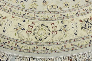 Light Blue-gray Floral 8X8 Indo-Nain Oriental Round Rug