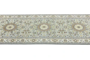 Light Blue Floral 3X8 Indo-Nain Oriental Runner Rug