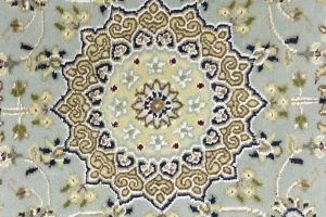 Light Blue Floral 3X8 Indo-Nain Oriental Runner Rug