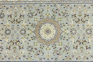Light Blue Floral 3X8 Indo-Nain Oriental Runner Rug