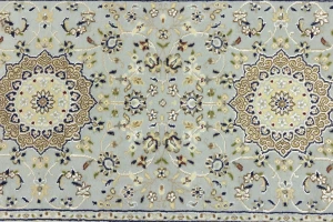 Light Blue Floral 3X8 Indo-Nain Oriental Runner Rug