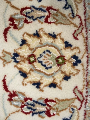 Dark Navy Floral 6X6 Indo-Nain Oriental Round Rug