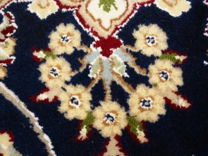Dark Navy Floral 6X6 Indo-Nain Oriental Round Rug