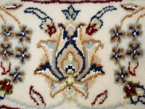 Dark Navy Floral 6X6 Indo-Nain Oriental Round Rug