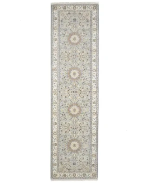 Light Blue Floral 3X10 Indo-Nain Oriental Runner Rug