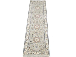 Light Blue Floral 3X10 Indo-Nain Oriental Runner Rug