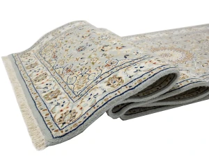 Light Blue Floral 3X10 Indo-Nain Oriental Runner Rug