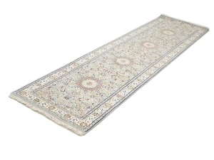 Light Blue Floral 3X10 Indo-Nain Oriental Runner Rug