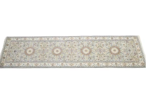 Light Blue Floral 3X10 Indo-Nain Oriental Runner Rug