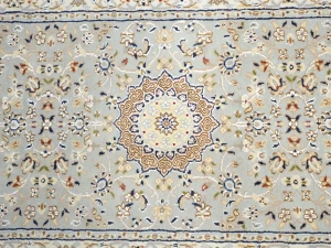 Light Blue Floral 3X10 Indo-Nain Oriental Runner Rug