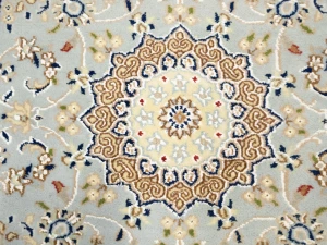 Light Blue Floral 3X10 Indo-Nain Oriental Runner Rug