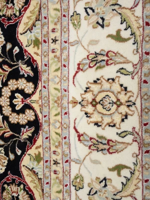 Black Floral 8X10 Indo-Nain Oriental Rug