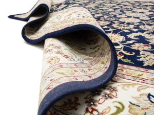 Dark Navy Floral 10X14 Indo-Nain Oriental Rug