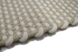 Beige 2X3 Zero Count Wool Braided Modern Rug