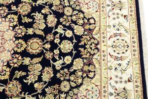 Dark Navy Floral 5'6 X 7 Indo-Nain Oriental Rug