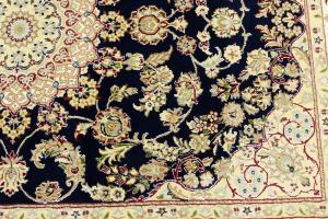 Dark Navy Floral 5'6 X 7 Indo-Nain Oriental Rug