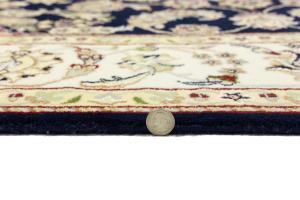 Dark Navy Floral 5'6 X 7 Indo-Nain Oriental Rug