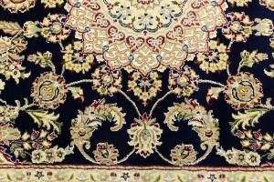 Dark Navy Floral 5'6 X 7 Indo-Nain Oriental Rug