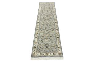 Light Blue Floral 3x10 Indo-Nain Oriental Runner Rug