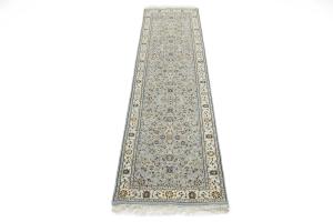 Light Blue Floral 3x10 Indo-Nain Oriental Runner Rug