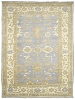 Gray Floral Traditional 10X14 Oushak Oriental Rug