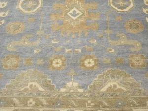 Gray Floral Traditional 10X14 Oushak Oriental Rug