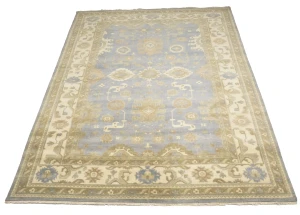 Gray Floral Traditional 10X14 Oushak Oriental Rug