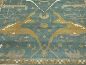 Greenish Gray Floral Traditional 10X14 Oushak Oriental Rug