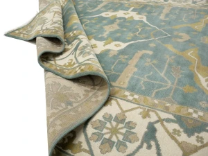 Greenish Gray Floral Traditional 10X14 Oushak Oriental Rug