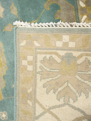 Greenish Gray Floral Traditional 10X14 Oushak Oriental Rug